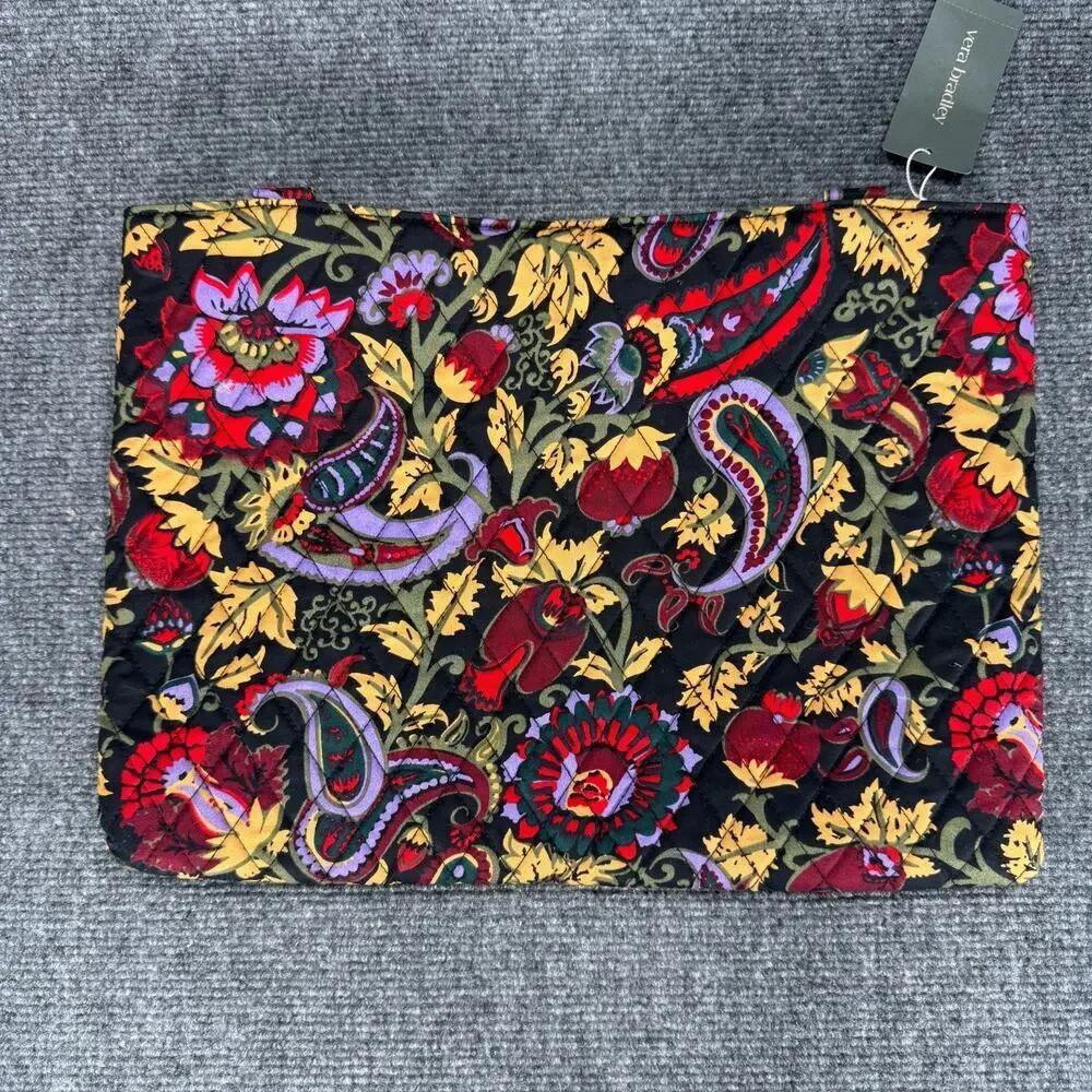Vera Bradley Laptop Insert Sleeve Quilted Cotton Midnight Garden Paisley New